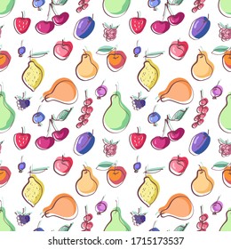 Fruits Seamless Pattern. Food Background.