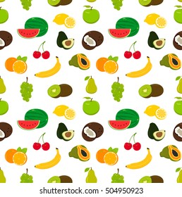 Fruits seamless pattern. Food background. Vector