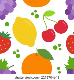 Fruits seamless pattern. Fruit and berry background. Vector illustration.