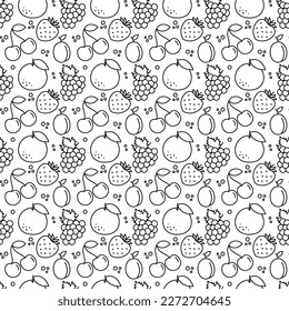 Fruits seamless pattern. Fruit and berry background. Vector illustration.