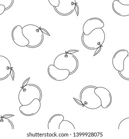 Fruits seamless pattern with icons. Style Outline. Vector background. White background, black icon.