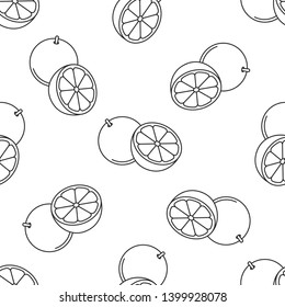 Fruits seamless pattern with icons. Style Outline. Vector background. White background, black icon.