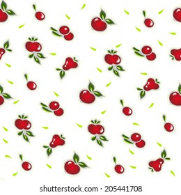 Fruits seamless pattern on white. Vector illustration