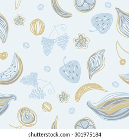 Fruits seamless pattern. Repeated background.