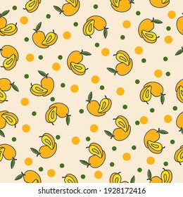 fruits seamless pattern . Summer tropical healthy food. Cute background. Vector illustration