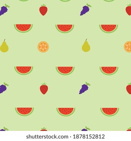 Fruits Seamless Pattern Vector Design. Repeating Background Christmas for Fabric, Stationary Products Decoration , Wrapping Paper