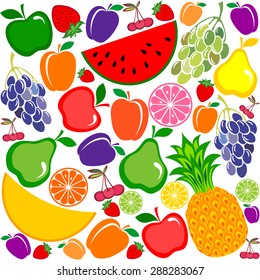 Fruits seamless pattern. Vector Illustration
