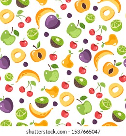 Fruits seamless repetitive pattern. Vector flat cartoon graphic design illustration