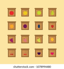 Fruits seeds vector icon set.