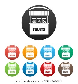 Fruits selling icon. Simple illustration of fruits selling vector icons set color isolated on white