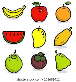 fruits set / cartoon vector and illustration, isolated on white background.