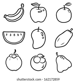 fruits set / cartoon vector and illustration, hand drawn, sketch style, isolated on white background.