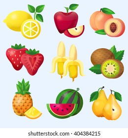 Fruits set, color vector illustration