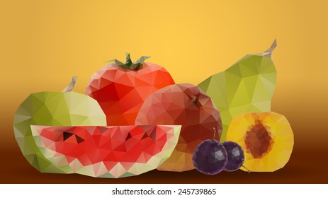 fruits set creative illustration