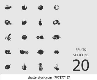 Fruits set of flat icons. Simple vector illustration