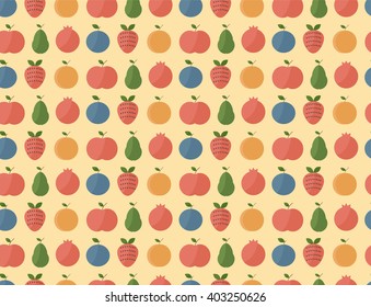 Fruits set in flat style. Healthy food pattern