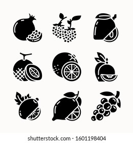 Fruits Set of Glyph vector icons