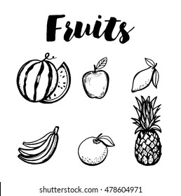 fruits set hand drawn