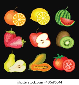 Fruits set icon