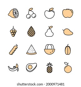 fruits set icon, isolated fruits set sign icon, vector illustration