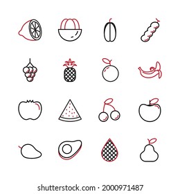 fruits set icon, isolated fruits set sign icon, vector illustration