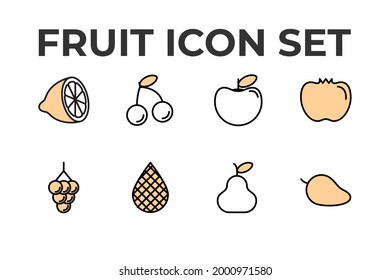 fruits set icon, isolated fruits set sign icon, vector illustration