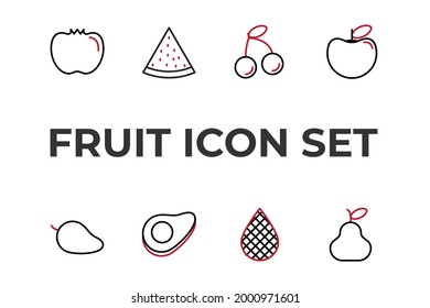 fruits set icon, isolated fruits set sign icon, vector illustration