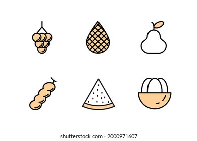 fruits set icon, isolated fruits set sign icon, vector illustration