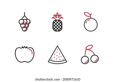 fruits set icon, isolated fruits set sign icon, vector illustration
