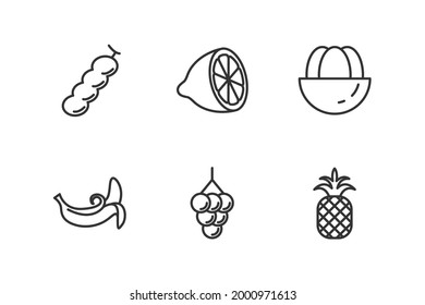 fruits set icon, isolated fruits set sign icon, vector illustration