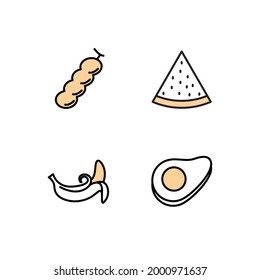 fruits set icon, isolated fruits set sign icon, vector illustration