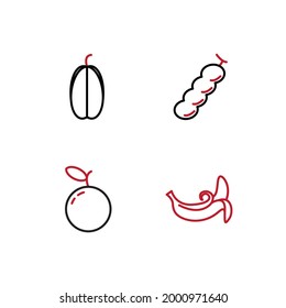 fruits set icon, isolated fruits set sign icon, vector illustration