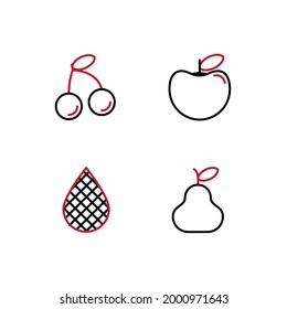 fruits set icon, isolated fruits set sign icon, vector illustration
