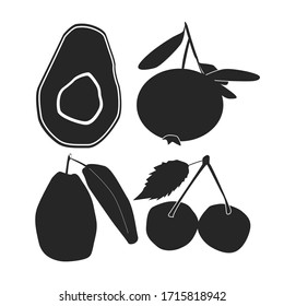 Fruits set icon isolated vector illustration. Organic fruit. Design element. Fresh natural food collection.