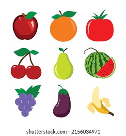 dibujos animados vectoriales de conjunto de frutos