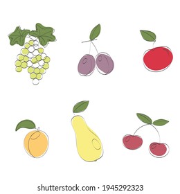 Se preparan frutas. Imagen de color vectorial aislado de fruto abstracto sobre fondo blanco.