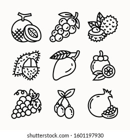 Fruits Set of Line vector icons