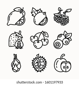 Fruits Set of Line vector icons
