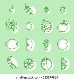 Fruits. Set of Outline Icons. Smartly grouped.