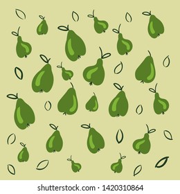 Fruits set. Pears. Pineapples. Lemons. Vector illustration.