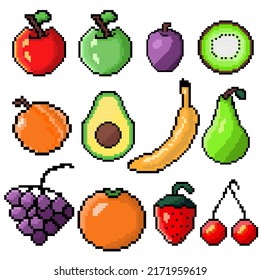 conjunto de frutos, colección de imágenes en píxeles, color de gráficos vectoriales