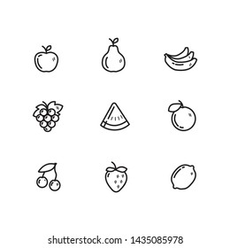 Fruits - set of simple line icons