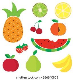 Fruits set vector.