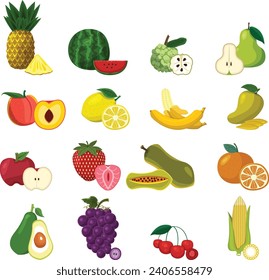 Obst Set Vektorfarbige Illustration Design.