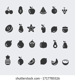 Fruits set of vector icons illustration sign