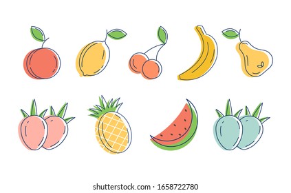  Obstgarten. Vektorillustration-Illustrationssymbole