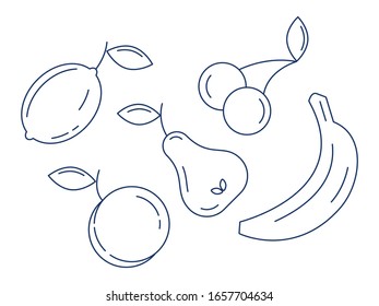 ilustración vectorial de conjunto de frutas. frutas simples