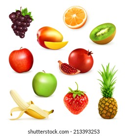 Fruits, set of vector illustrations