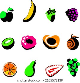 Juego de frutas para tu diseño