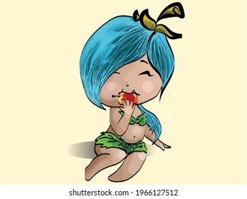 Frutas en forma de niñas.